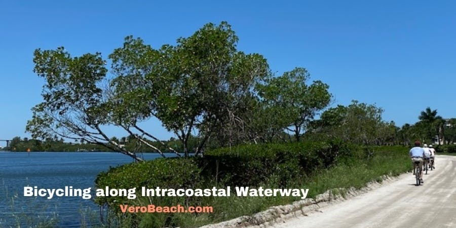 Bicyling along Intracoastal Waterway on Jungle Trail in Vero Beach, Florida
